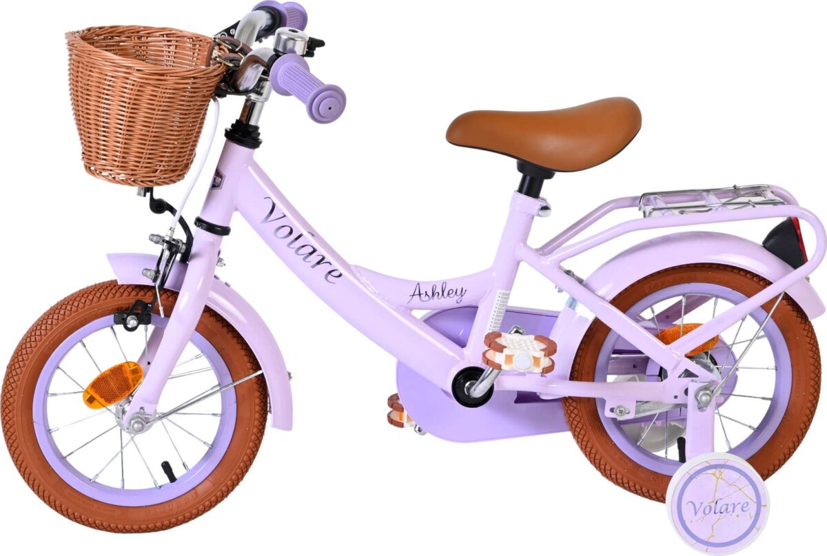Volare - Ashley 12 Børnecykel - Kurv Og Støttehjul - Pastel Lilla