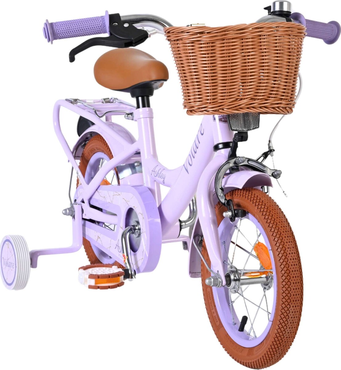 Volare - Ashley 12 Børnecykel - Kurv Og Støttehjul - Pastel Lilla