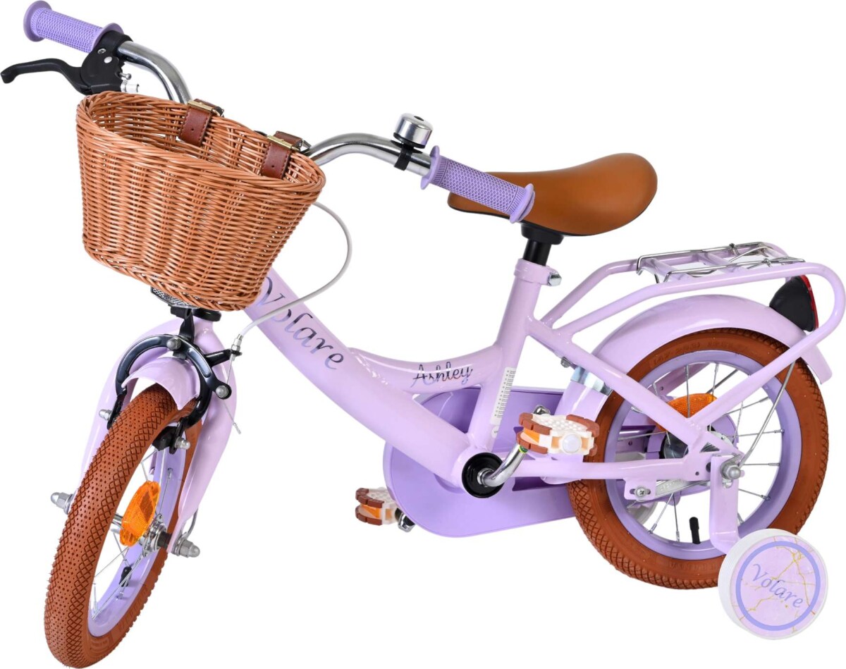 Volare - Ashley 12 Børnecykel - Kurv Og Støttehjul - Pastel Lilla