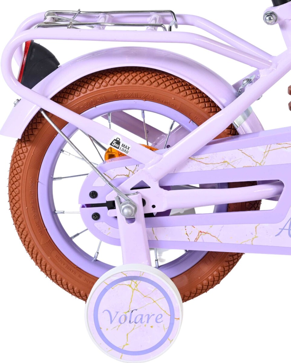 Volare - Ashley 12 Børnecykel - Kurv Og Støttehjul - Pastel Lilla