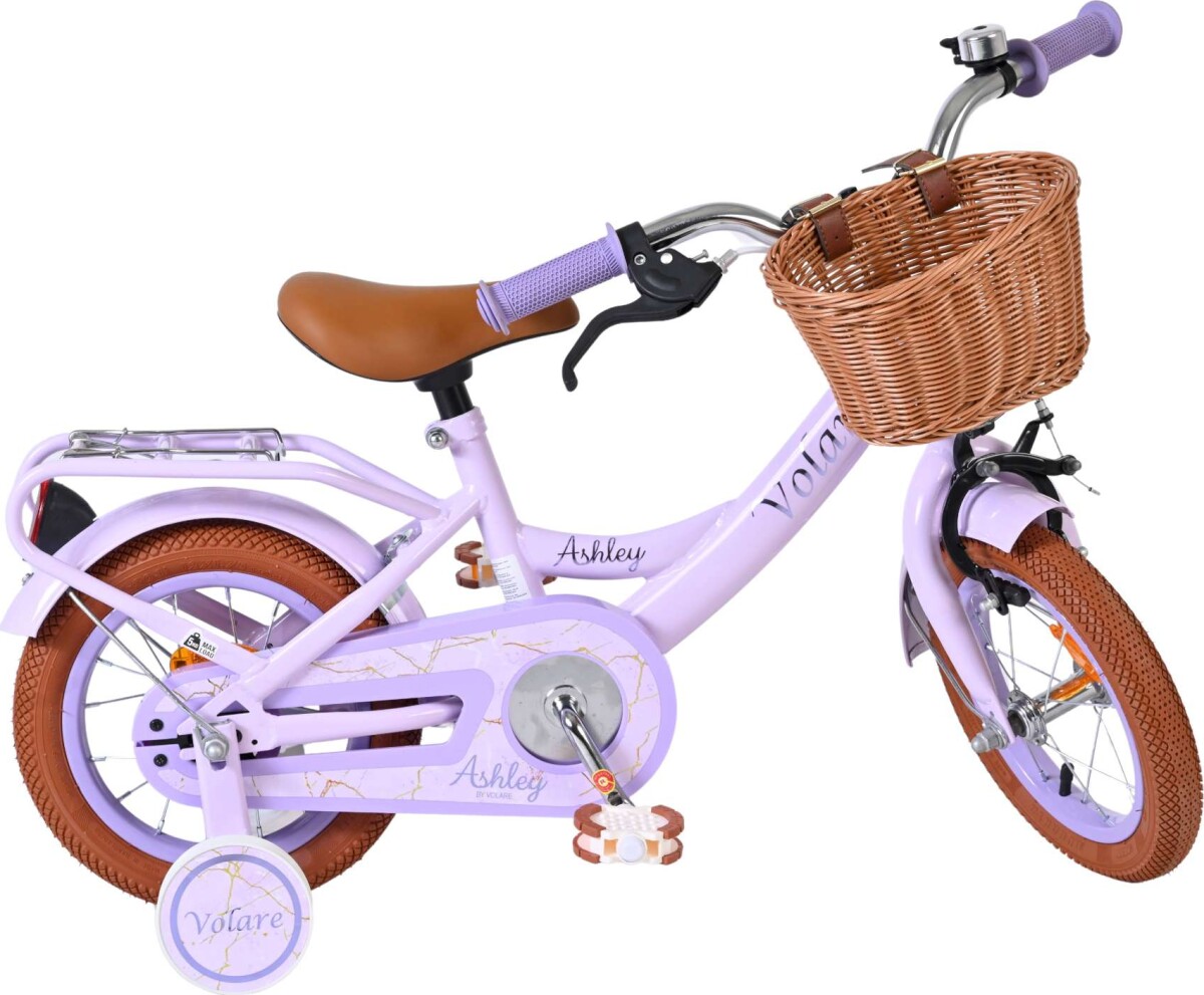 Volare - Ashley 12 Børnecykel - Kurv Og Støttehjul - Pastel Lilla