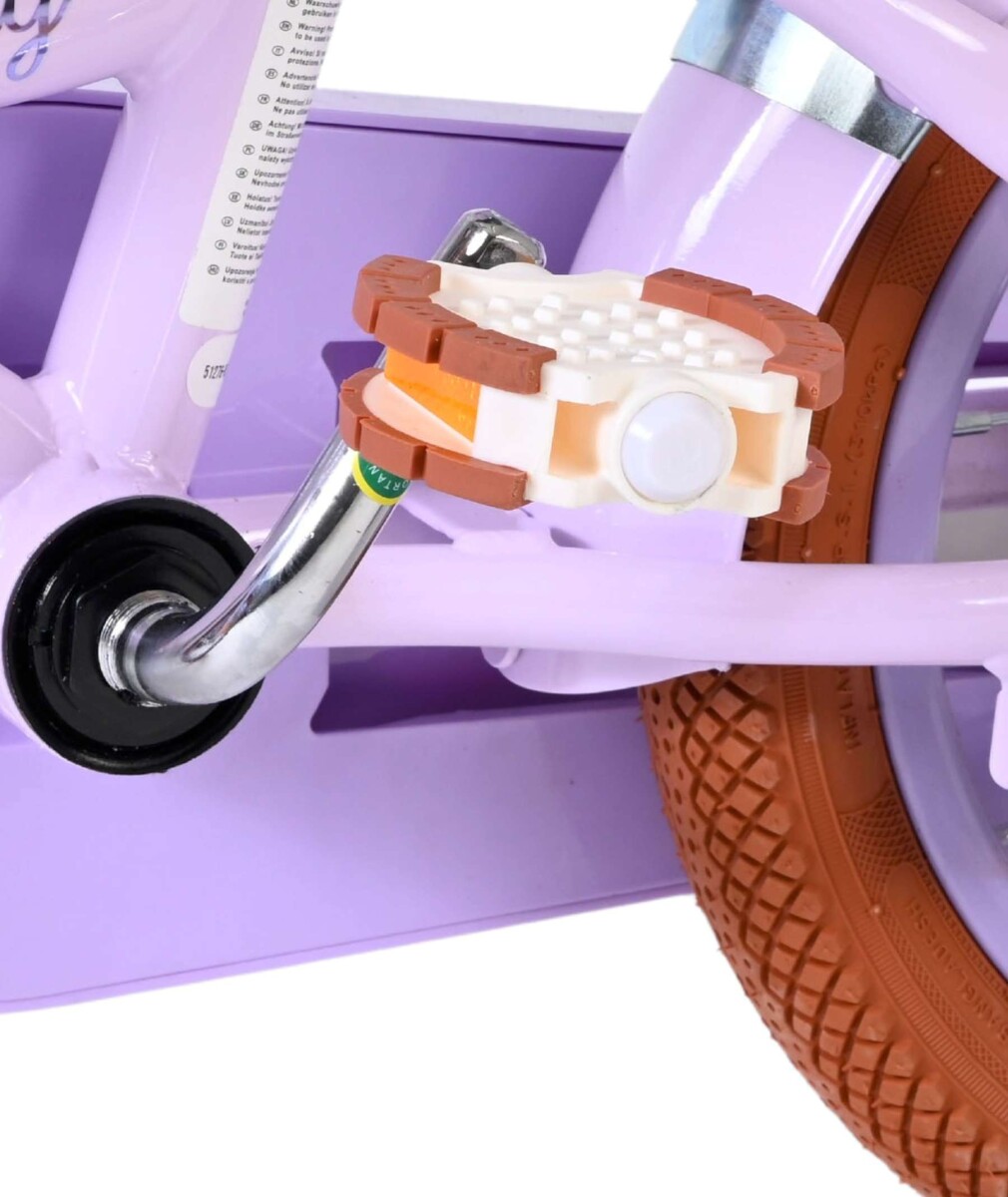 Volare - Ashley 12 Børnecykel - Kurv Og Støttehjul - Pastel Lilla