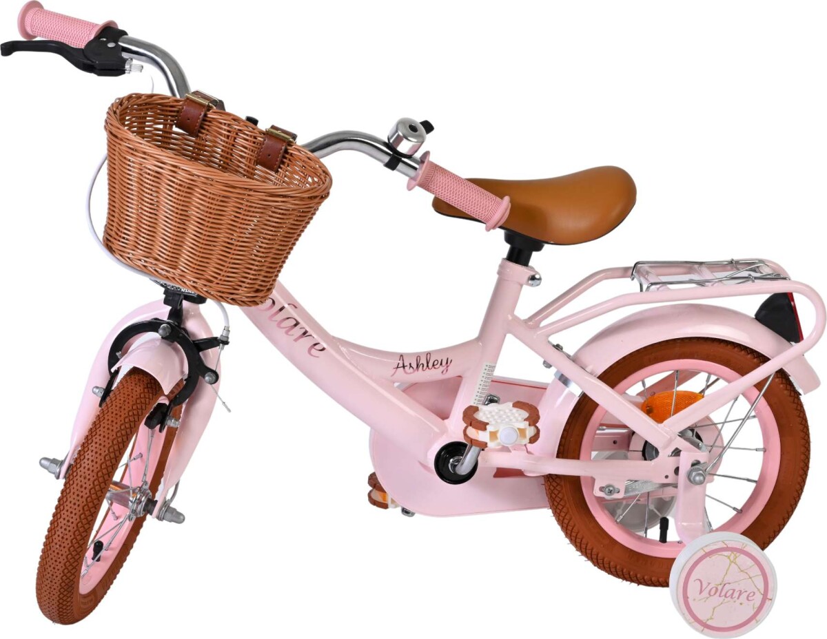 Volare - Ashley - 12 Børnecykel Med Støttehjul - Kurv - Pastel Pink