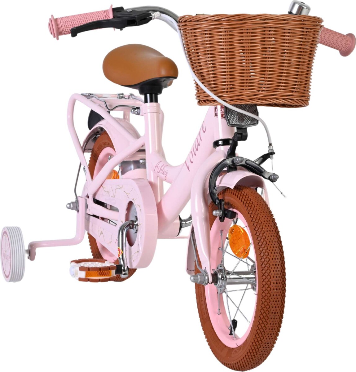 Volare - Ashley - 12 Børnecykel Med Støttehjul - Kurv - Pastel Pink
