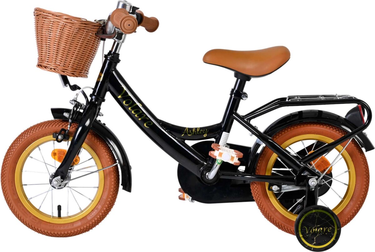Volare - Ashley 12 Børnecykel - Med Kurv Og Støttehjul - Sort