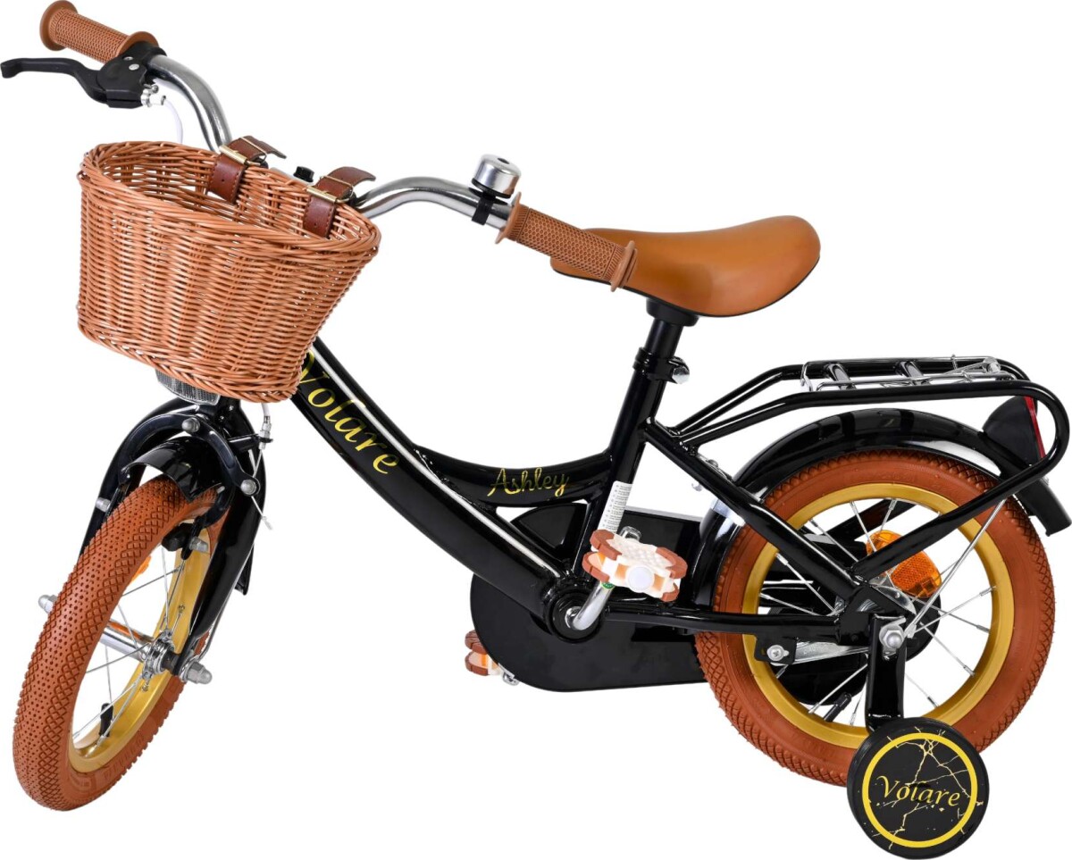 Volare - Ashley 12 Børnecykel - Med Kurv Og Støttehjul - Sort