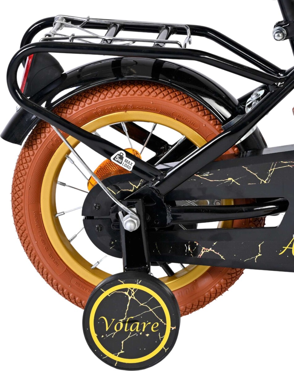 Volare - Ashley 12 Børnecykel - Med Kurv Og Støttehjul - Sort