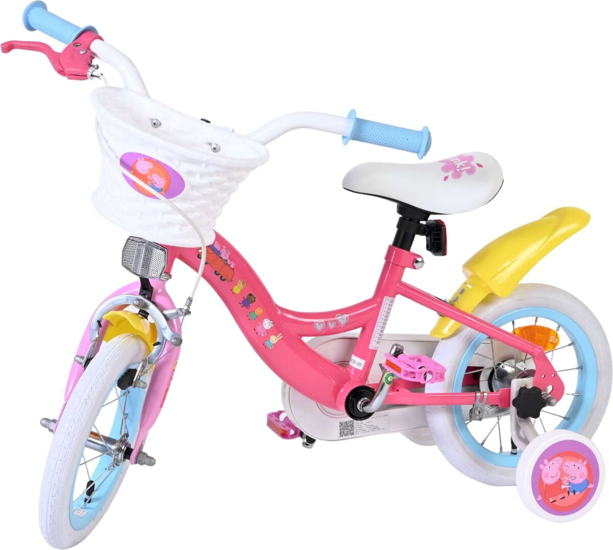 Volare - Gurli Gris Cykel - 12 Tommer - Støttehjul Og Kurv - Pink