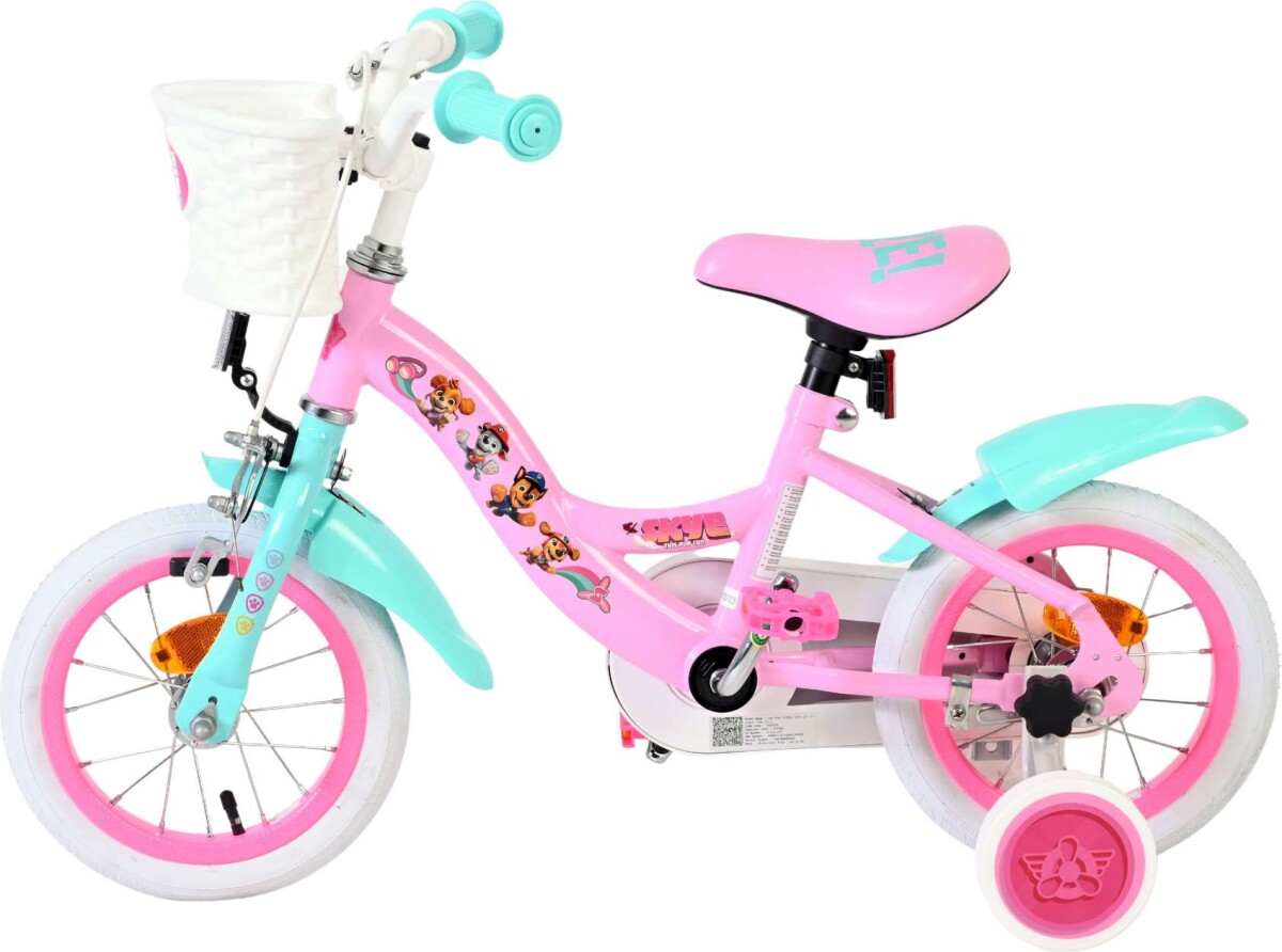 Volare - Paw Patrol - Cykel - 12 Tommer - Med Støttehjul - Pink