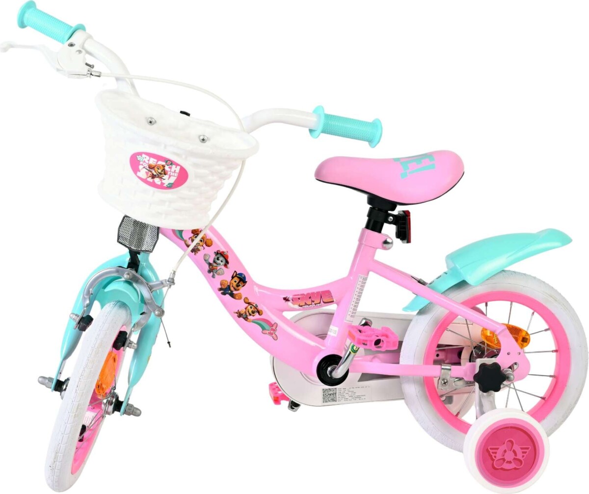 Volare - Paw Patrol - Cykel - 12 Tommer - Med Støttehjul - Pink