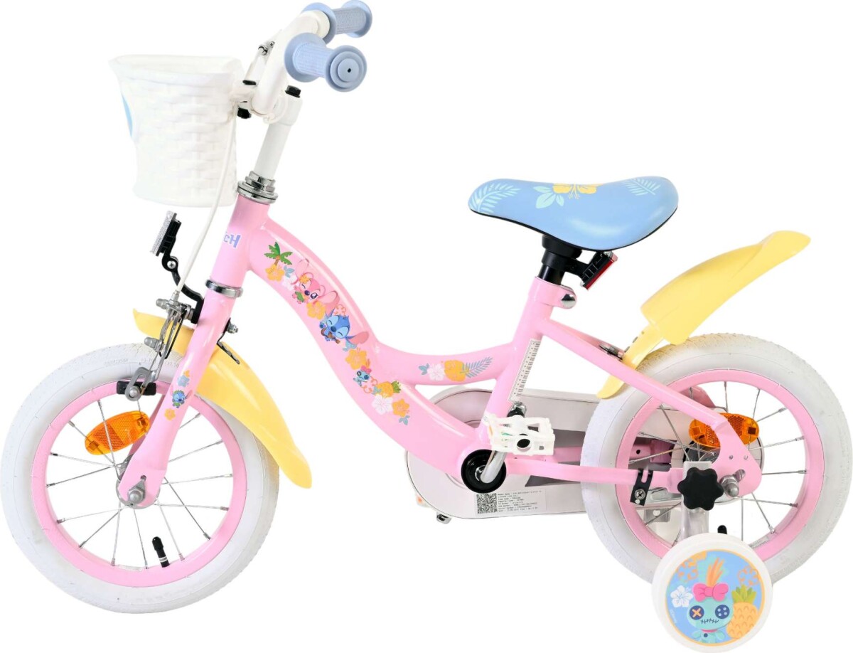 Volare - Børnecykel Med Støttehjul - 12 Tommer - Pink - Stitch