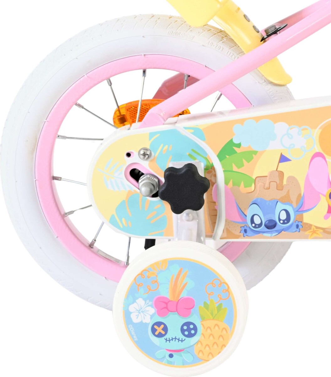 Volare - Børnecykel Med Støttehjul - 12 Tommer - Pink - Stitch