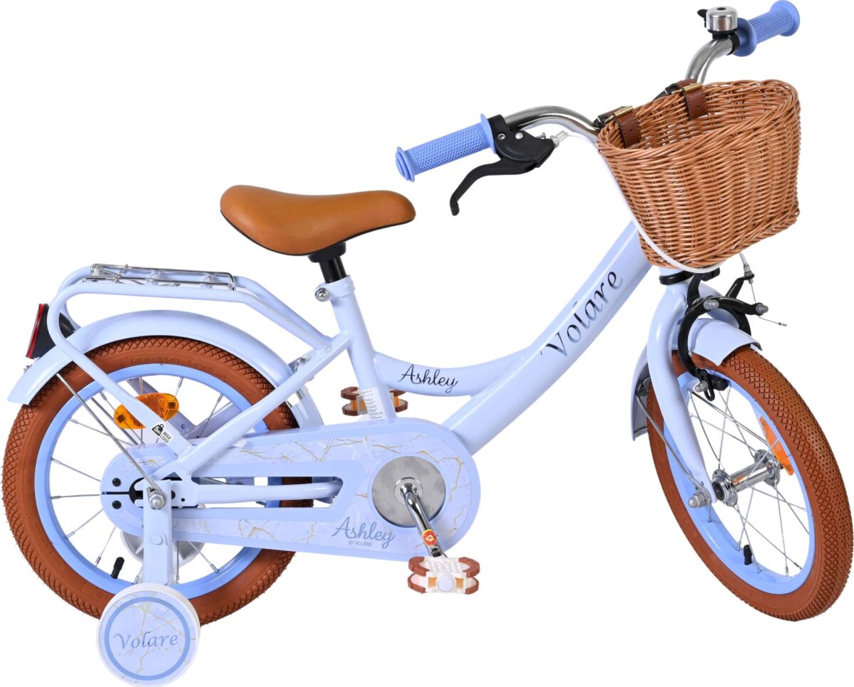 Volare - Ashley 14 Børnecykel - Kurv Og Støttehjul - Blå Pastel