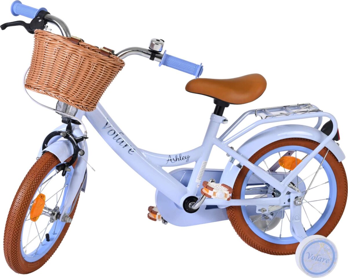Volare - Ashley 14 Børnecykel - Kurv Og Støttehjul - Blå Pastel