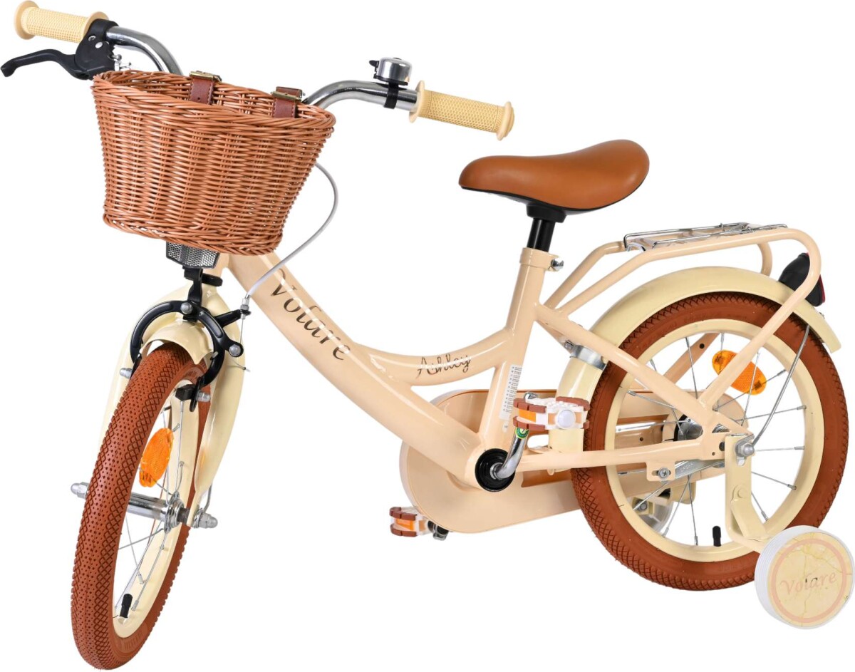 Volare - Ashley 14 Børnecykel - Med Kurv Og Støttehjul - Cream