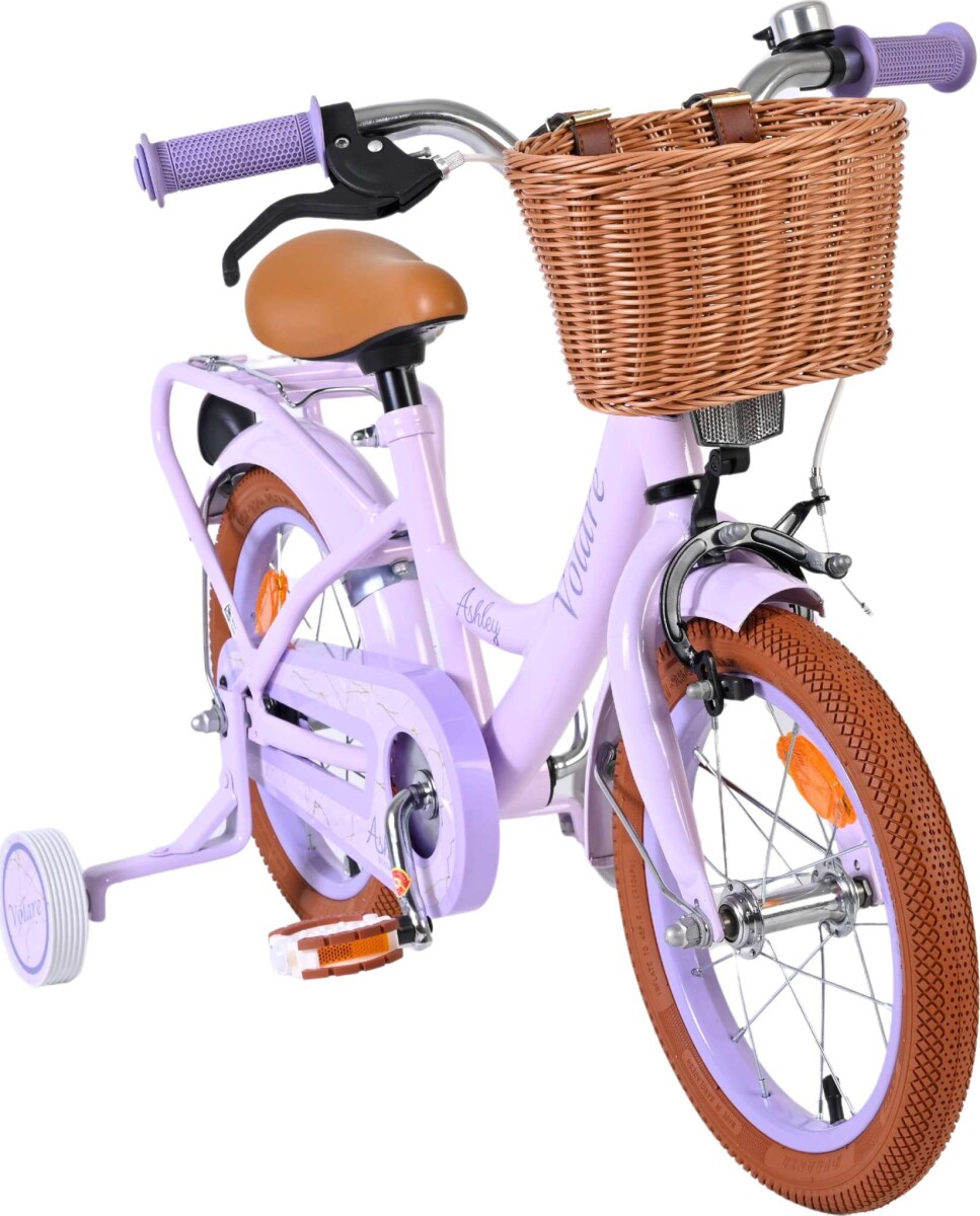 Volare - Ashley 14 Børnecykel - Kurv Og Støttehjul - Lilla Pastel