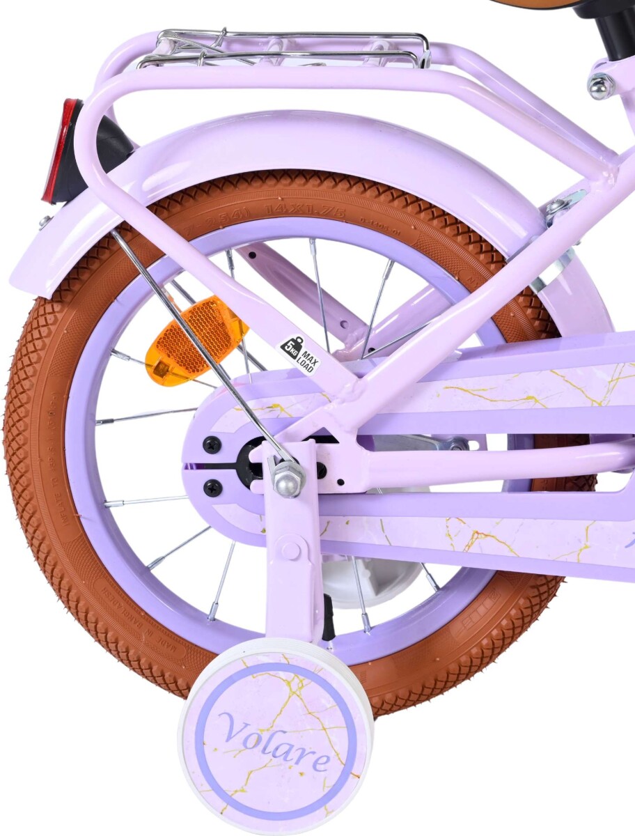 Volare - Ashley 14 Børnecykel - Kurv Og Støttehjul - Lilla Pastel