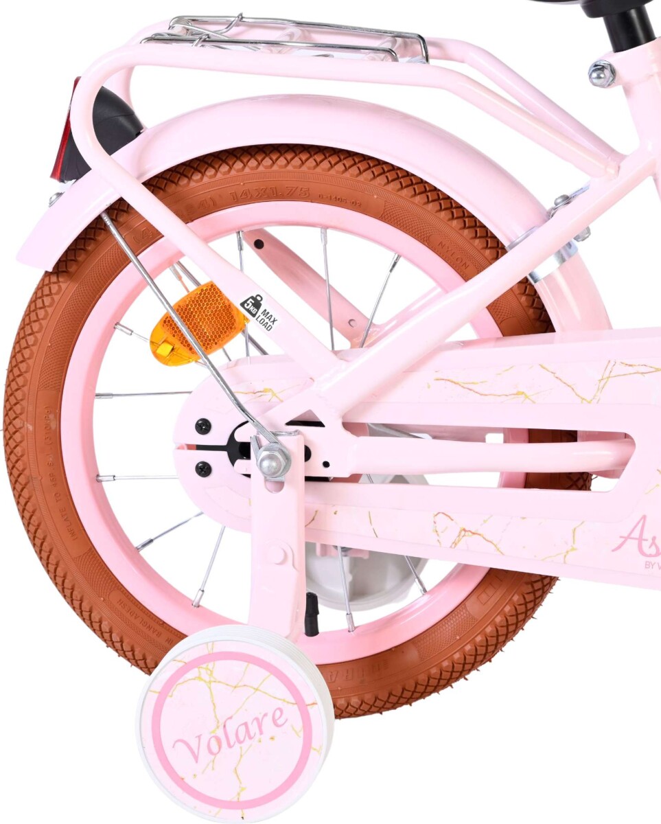 Volare - Ashley 14 Børnecykel - Kurv Og Støttehjul - Pink Pastel