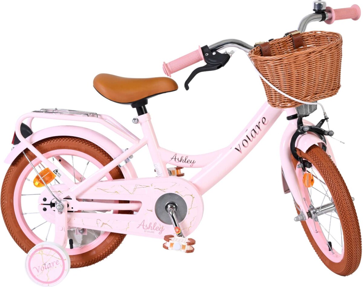 Volare - Ashley 14 Børnecykel - Kurv Og Støttehjul - Pink Pastel