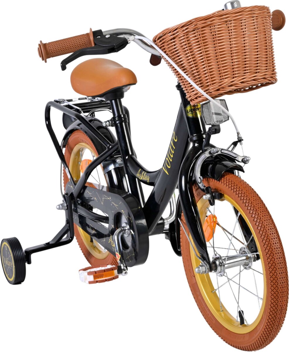 Volare - Ashley 14 Børnecykel - Med Kurv Og Støttehjul - Sort