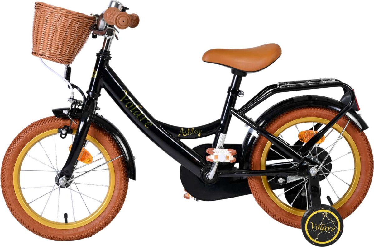 Volare - Ashley 14 Børnecykel - Med Kurv Og Støttehjul - Sort