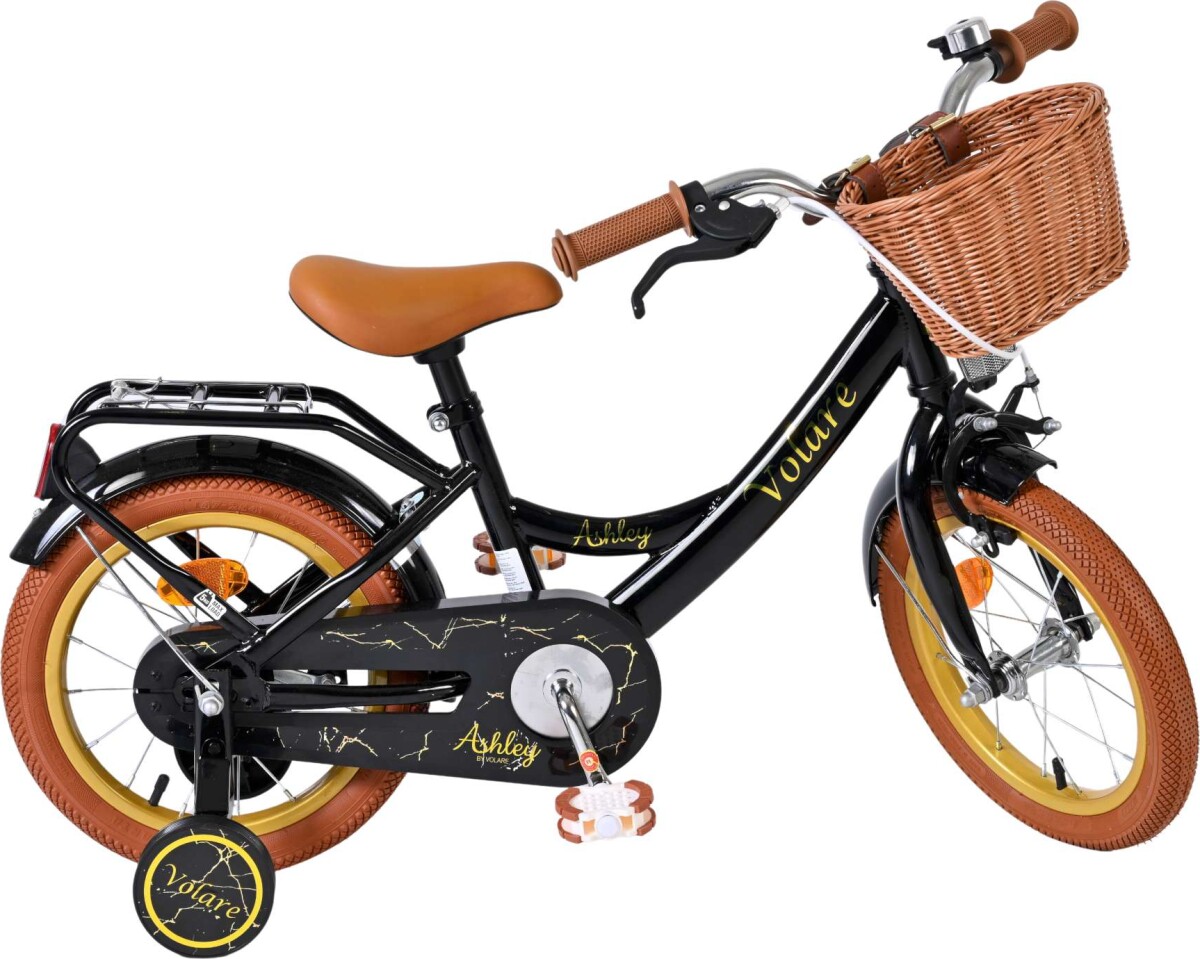 Volare - Ashley 14 Børnecykel - Med Kurv Og Støttehjul - Sort