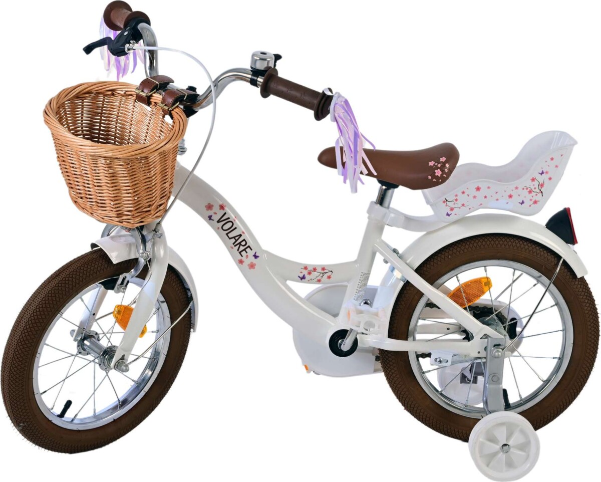 Volare - Børnecykel Med Støttehjul - 14 Tommer - Blossom Hvid
