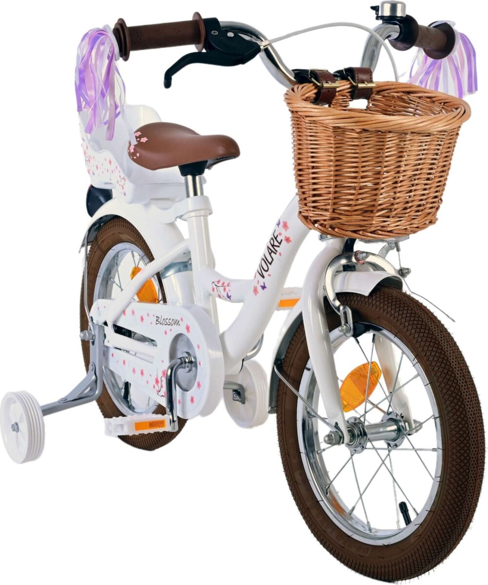 Volare - Børnecykel Med Støttehjul - 14 Tommer - Blossom Hvid
