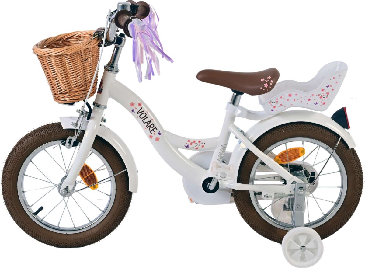 Volare - Børnecykel Med Støttehjul - 14 Tommer - Blossom Hvid