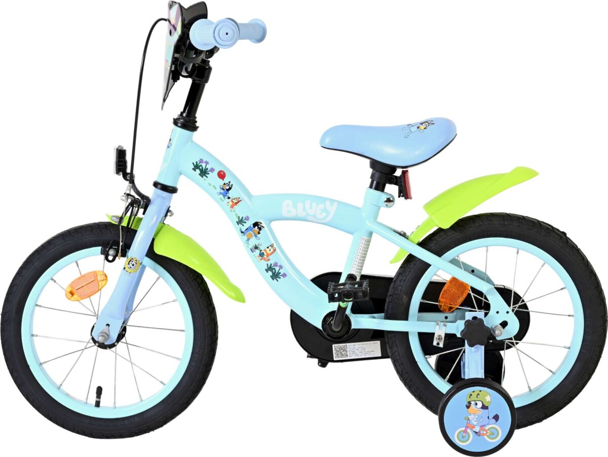 Volare - Bluey Cykel Med Støttehjul - 14 Tommer - Blå Grøn