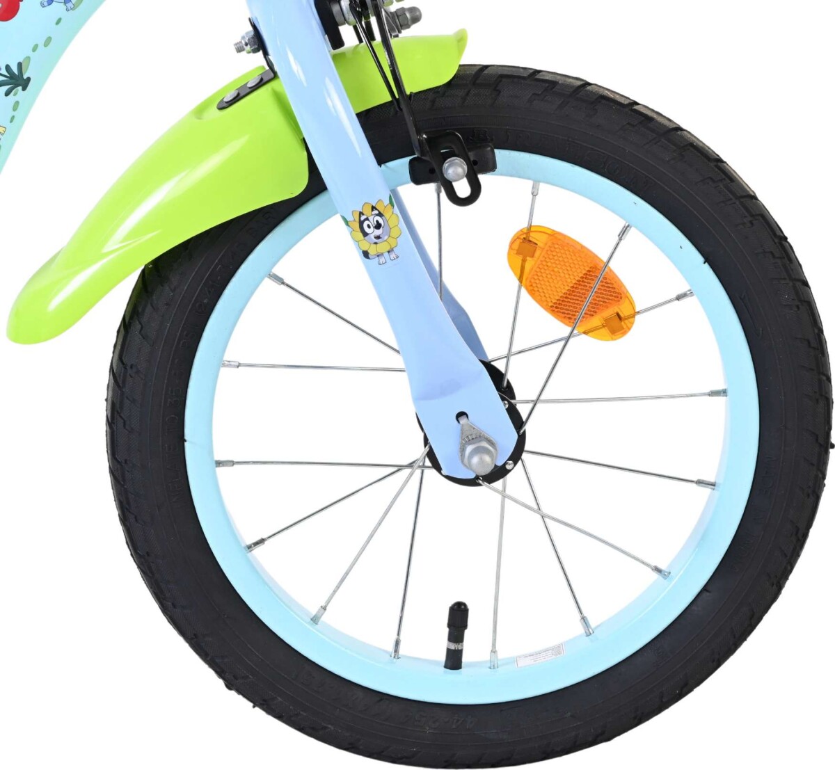 Volare - Bluey Cykel Med Støttehjul - 14 Tommer - Blå Grøn