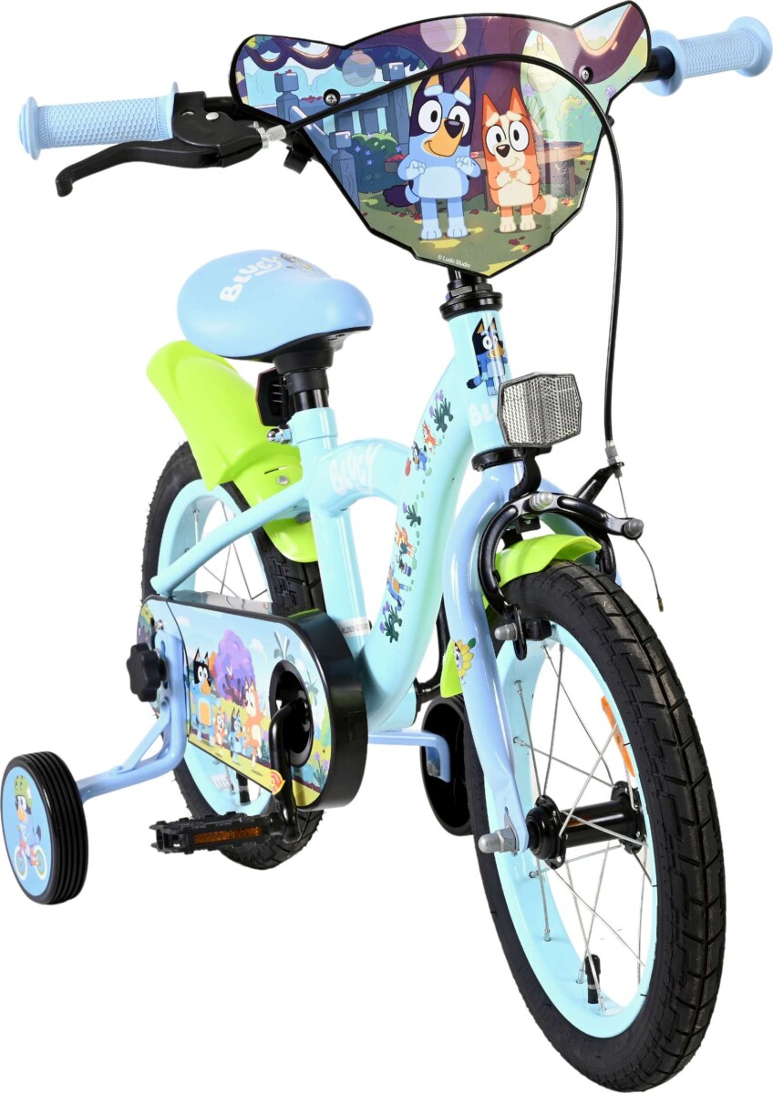 Volare - Bluey Cykel Med Støttehjul - 14 Tommer - Blå Grøn