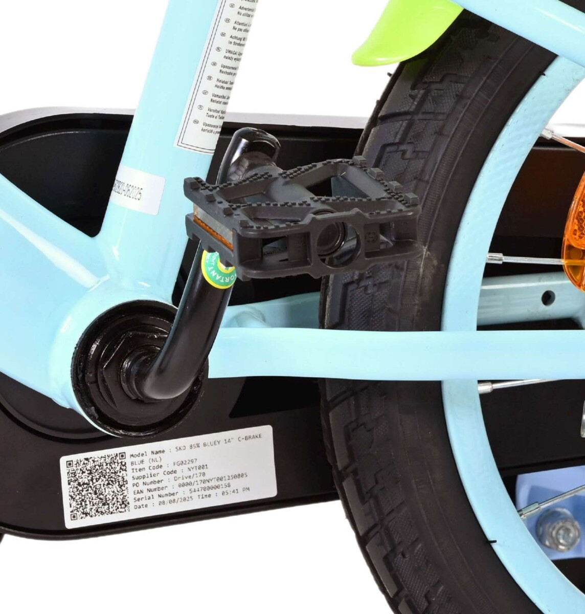 Volare - Bluey Cykel Med Støttehjul - 14 Tommer - Blå Grøn