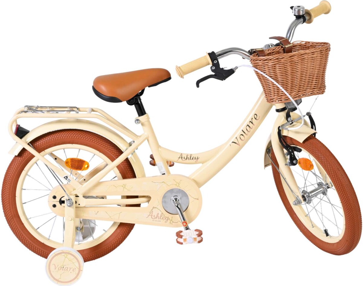 Volare - Ashley 16 Børnecykel - Med Kurv Og Støttehjul - Creme