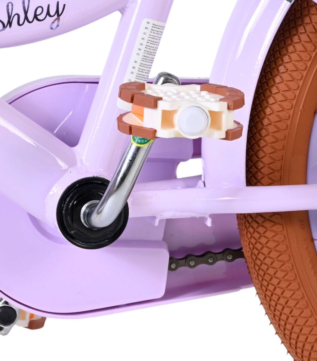 Volare - Ashley 16 Børnecykel - Kurv Og Støttehjul - Lilla Pastel