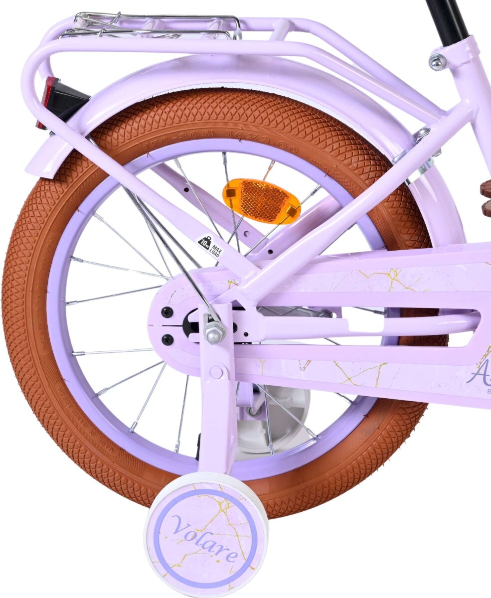 Volare - Ashley 16 Børnecykel - Kurv Og Støttehjul - Lilla Pastel