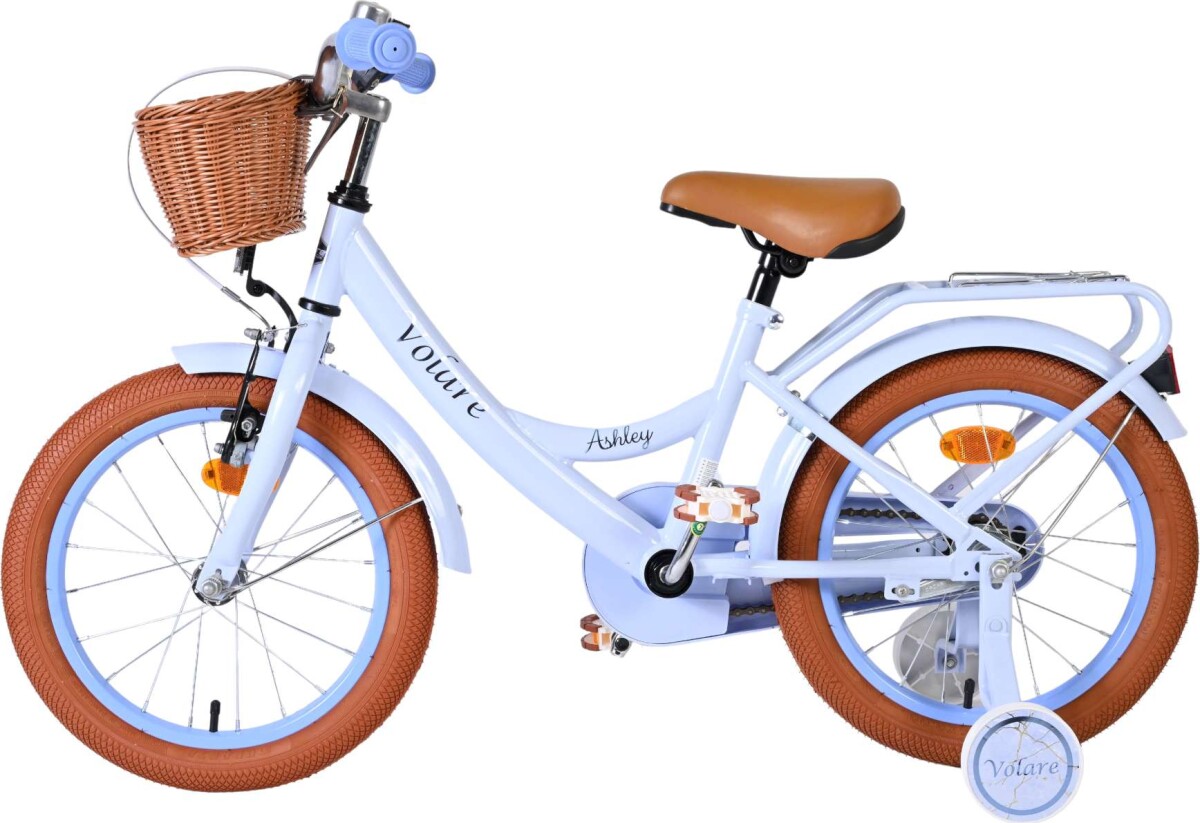 Volare - Ashley 16 Børnecykel - Kurv Og Støttehjul - Pastel Blå