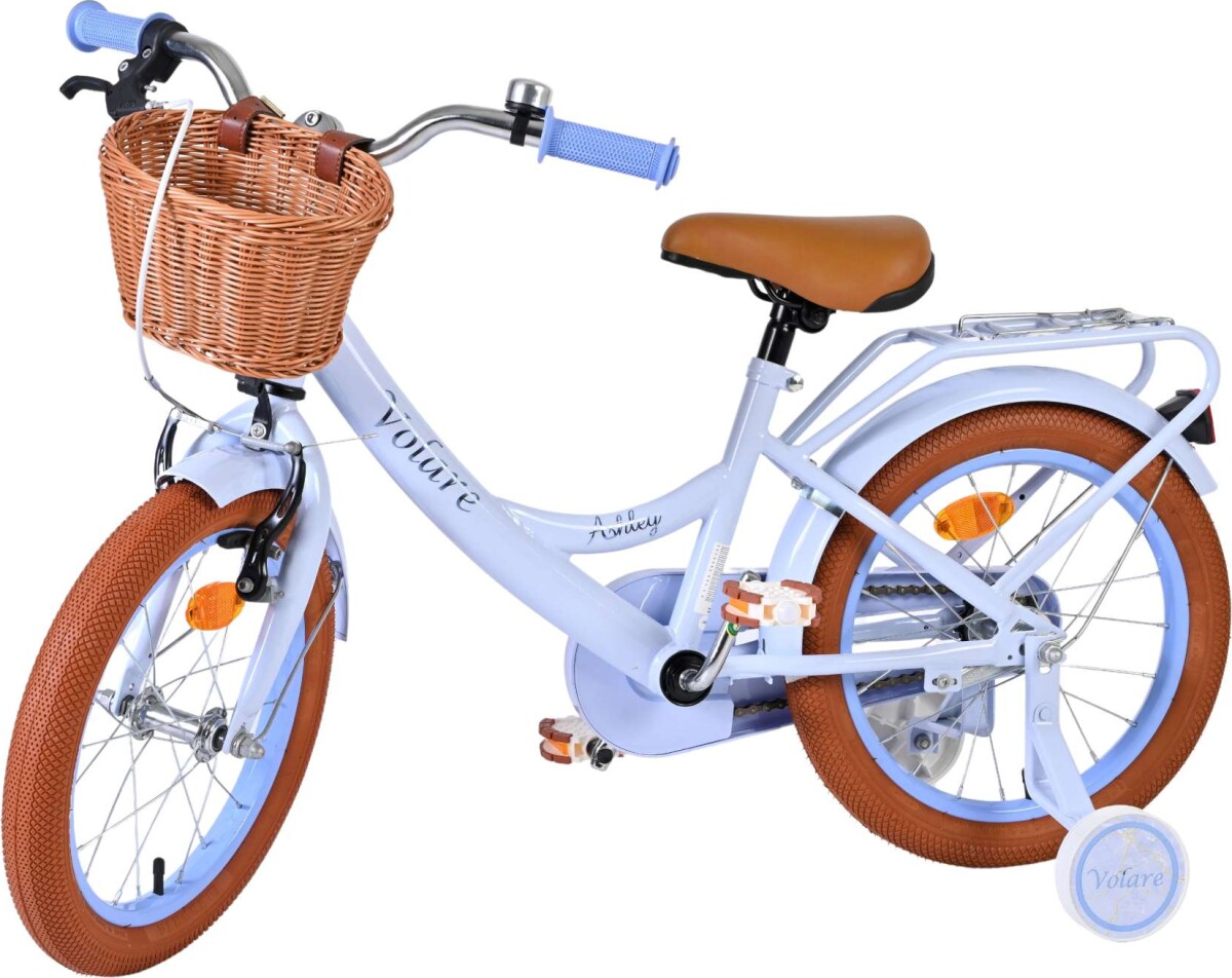 Volare - Ashley 16 Børnecykel - Kurv Og Støttehjul - Pastel Blå