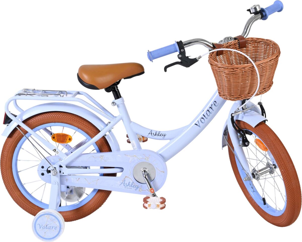 Volare - Ashley 16 Børnecykel - Kurv Og Støttehjul - Pastel Blå
