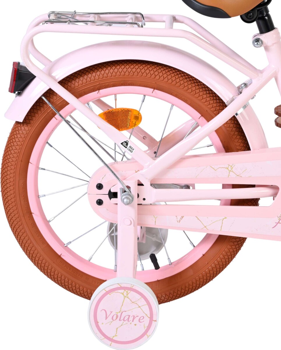 Volare - Ashley 16 Børnecykel - Kurv Og Støttehjul - Pastel Pink