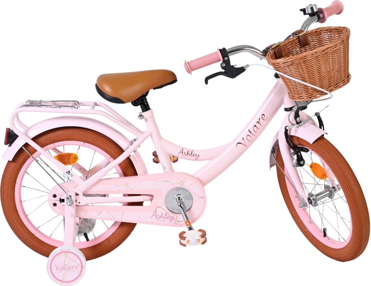 Volare - Ashley 16 Børnecykel - Kurv Og Støttehjul - Pastel Pink