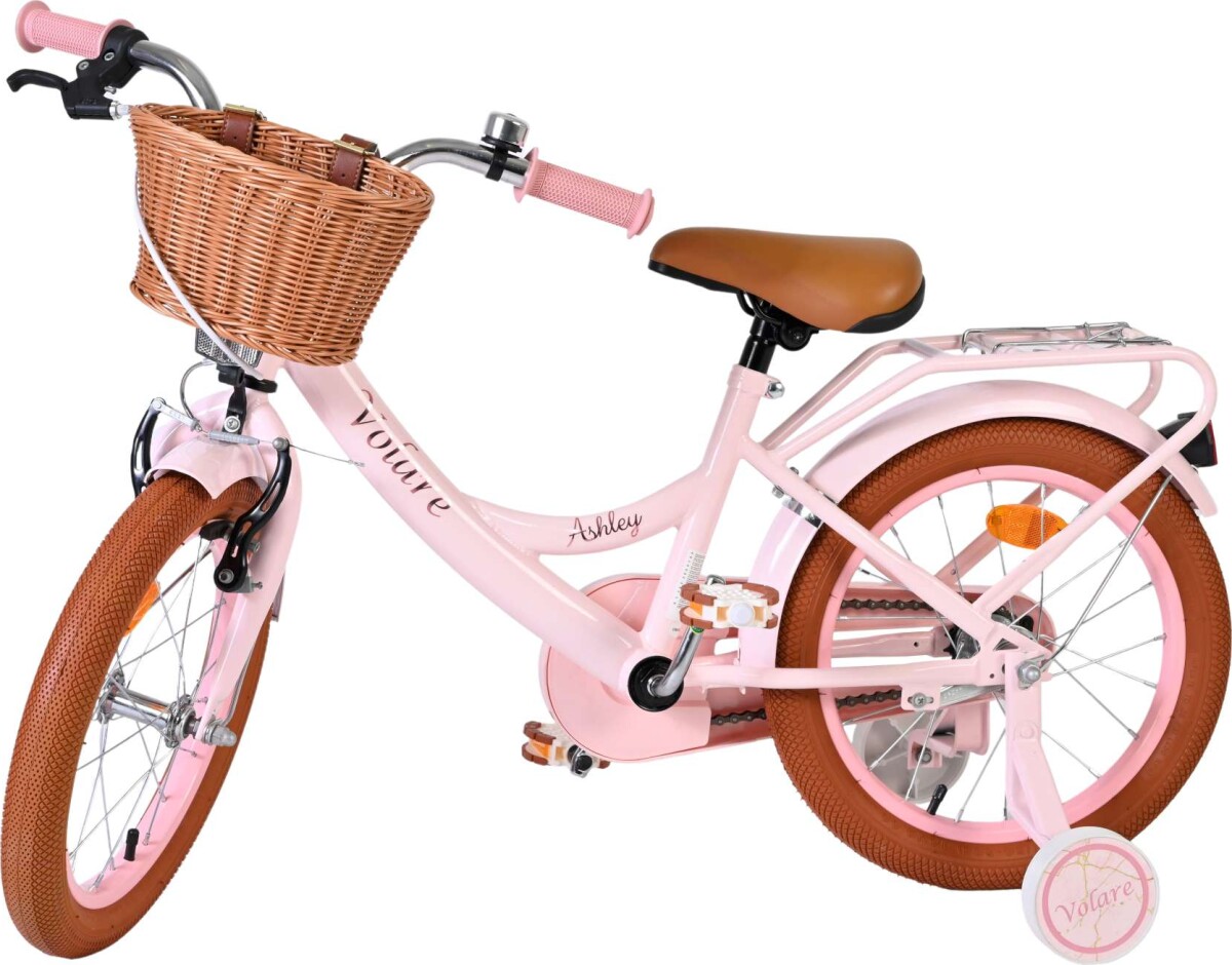 Volare - Ashley 16 Børnecykel - Kurv Og Støttehjul - Pastel Pink