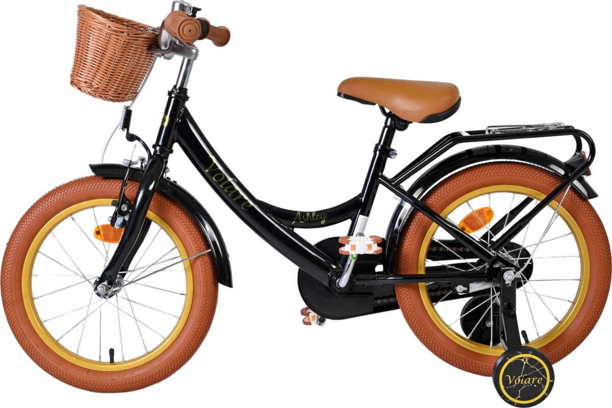 Volare - Ashley 16 Børnecykel - Med Kurv Og Støttehjul - Sort