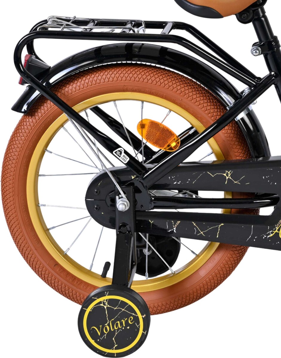 Volare - Ashley 16 Børnecykel - Med Kurv Og Støttehjul - Sort