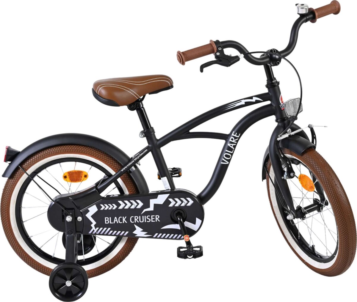 Volare - Cruiser - 16 Tommer - Sort - Børnecykel Med Støttehjul