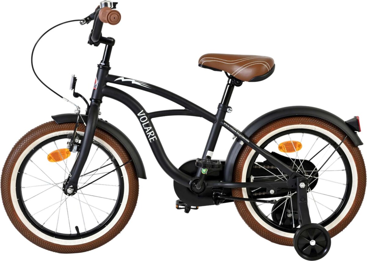 Volare - Cruiser - 16 Tommer - Sort - Børnecykel Med Støttehjul