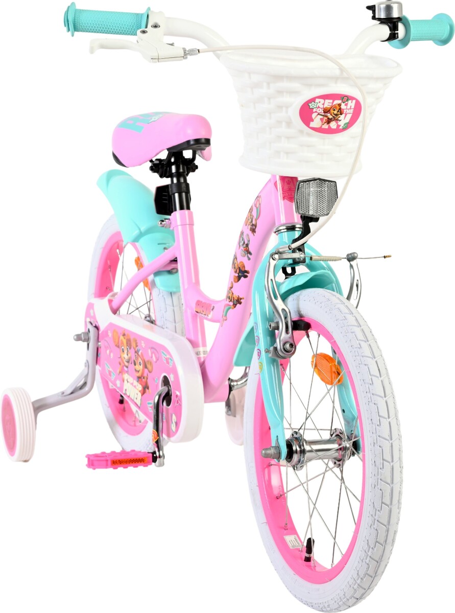 Volare - Paw Patrol Pigerne Cykel - 16 Tommer - Støttehjul Kurv - Pink