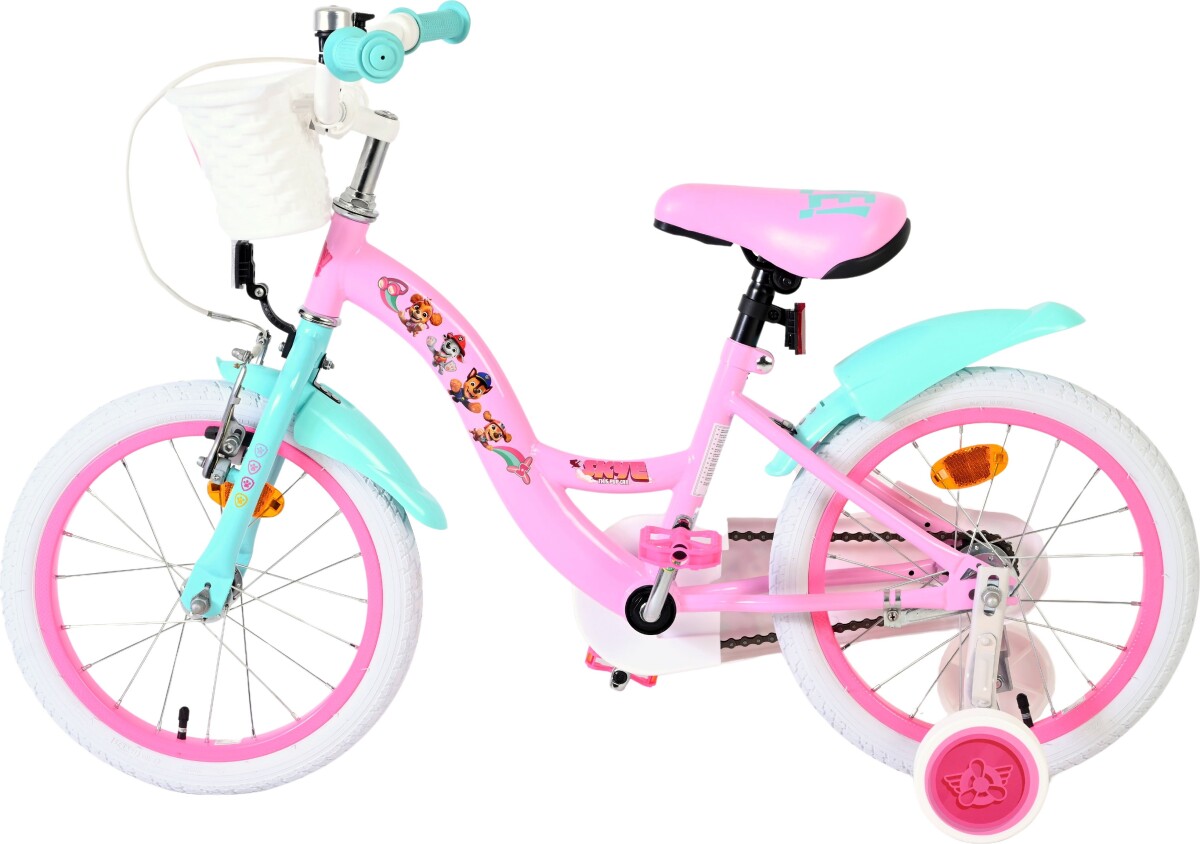 Volare - Paw Patrol Pigerne Cykel - 16 Tommer - Støttehjul Kurv - Pink