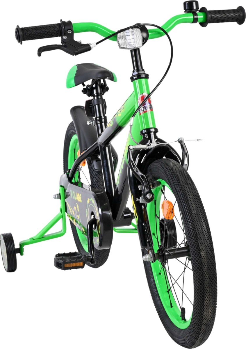 Volare - Strike Cykel - 16 Tommer - Støttehjul - Grøn Sort