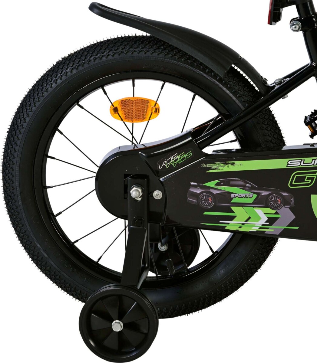 Volare - Børnecykel Med Støttehjul - 16 Tommer - Super Gt - Grøn